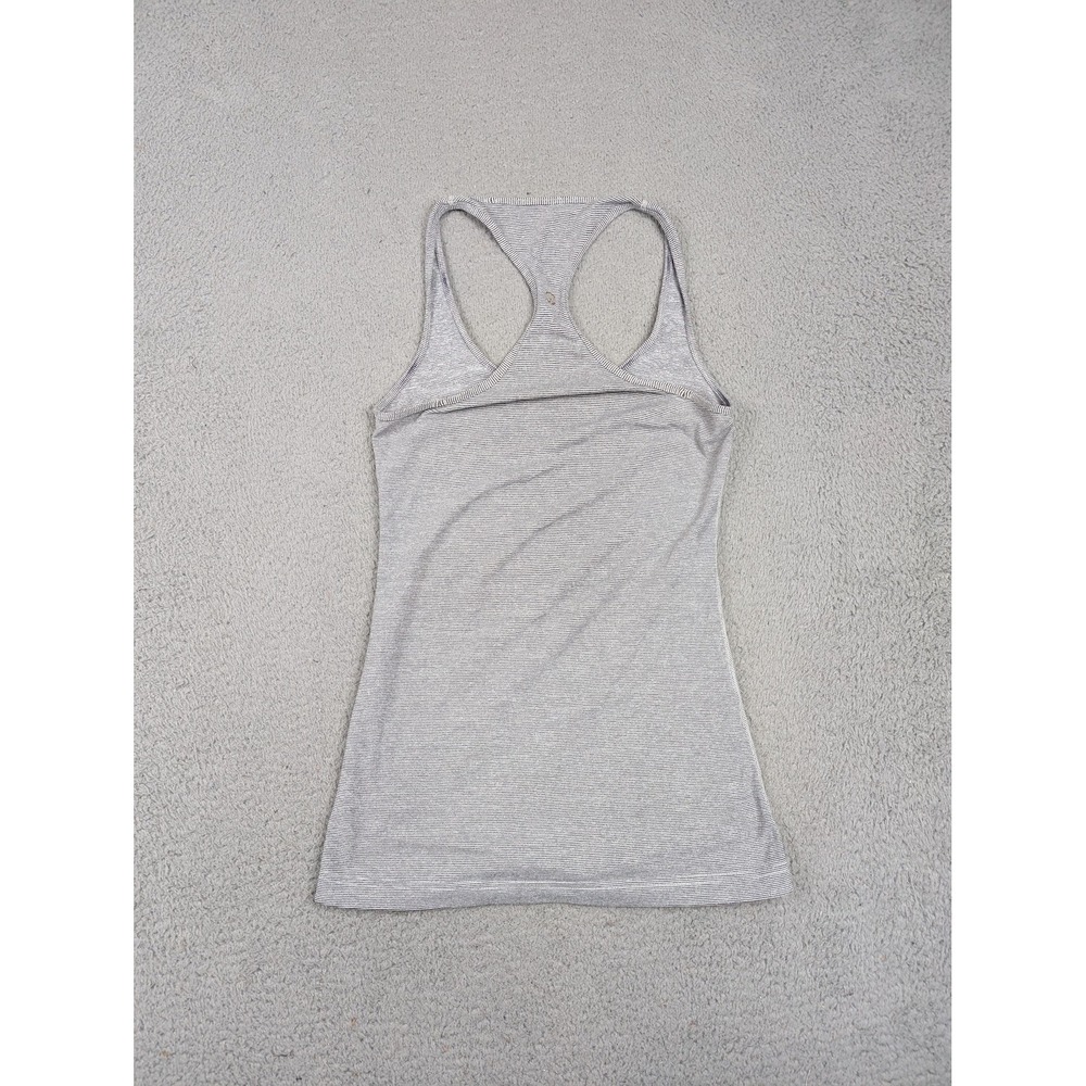 Lululemon Tank Top Womens Gray White Stripe Racerback‎ Athletic Yoga Gym Shirt - Picture 3 of 7